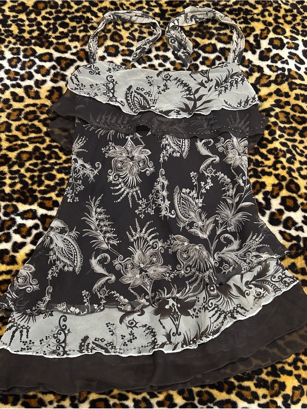 Vintage Brown and Tan Paisley Floral Halter Top